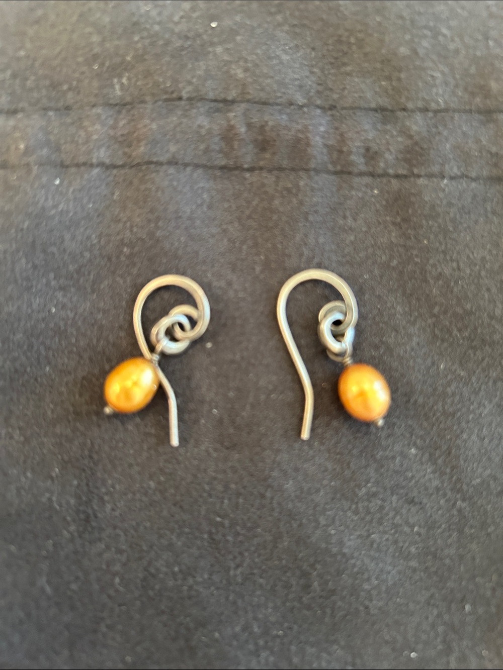 Elegant Silpada Orange/Gold Tone Pearl Drop Earrings for Women - Picture 2 of 2